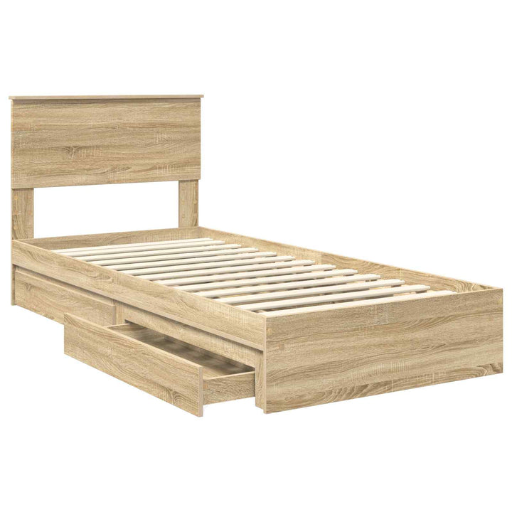 Opbevaringsseng Sonoma eg 90 x 190 cm Konstrueret træ