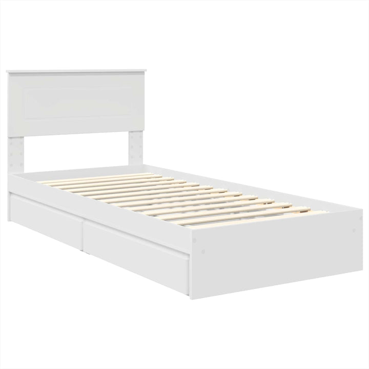 Opbevaringsseng med hovedgærde Hvid 75 x 190 cm Konstrueret træ