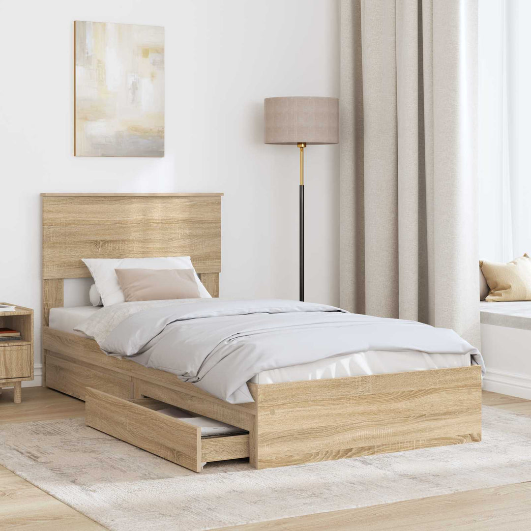 Opbevaringsseng Sonoma eg 75 x 190 cm Konstrueret træ