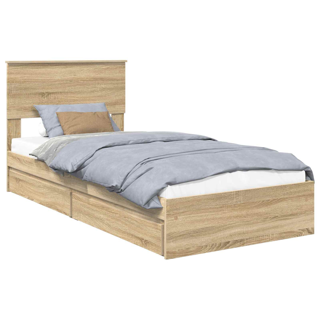 Opbevaringsseng Sonoma eg 75 x 190 cm Konstrueret træ