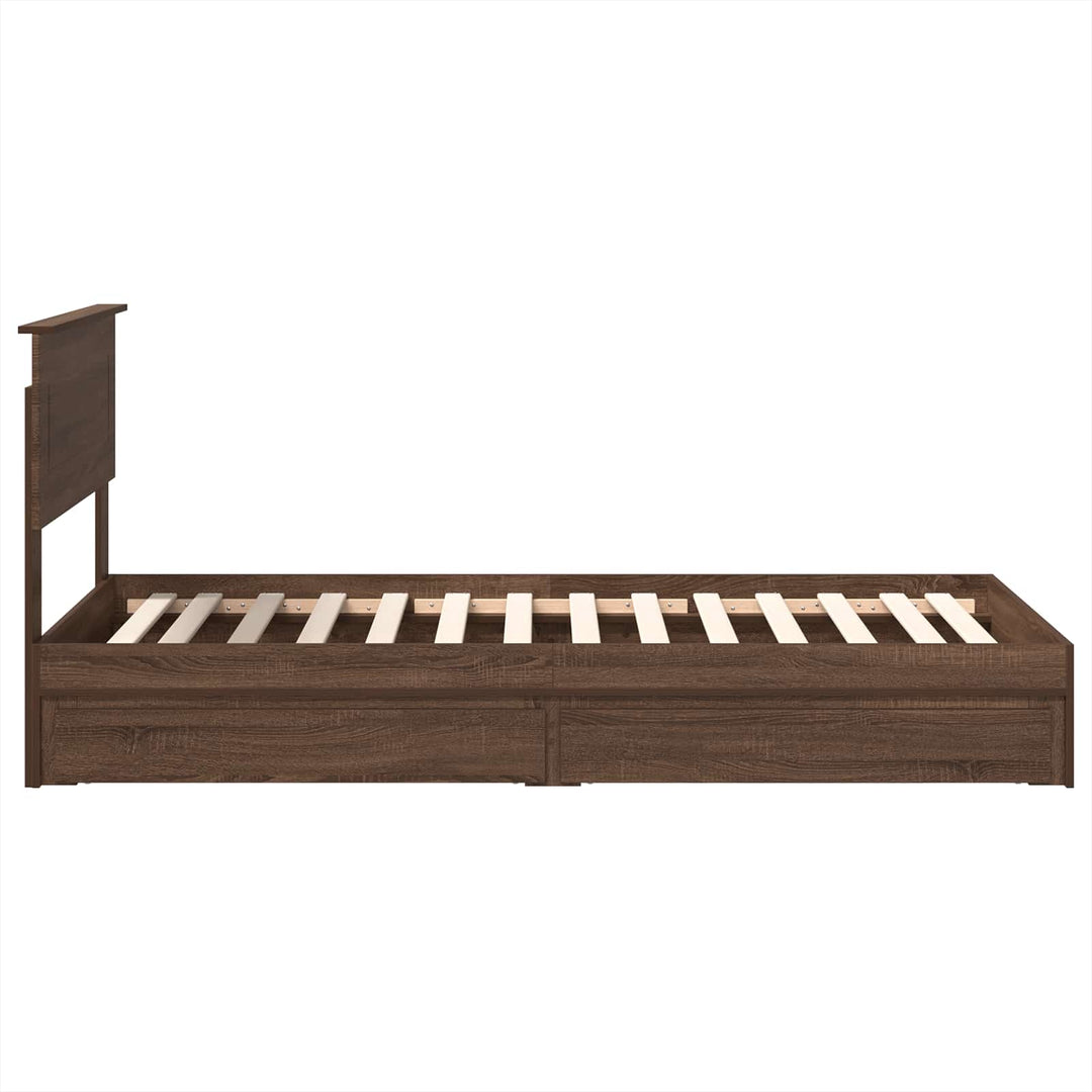 Opbevaringsseng med skuffe Brun eg 75 x 190 cm Konstrueret træ