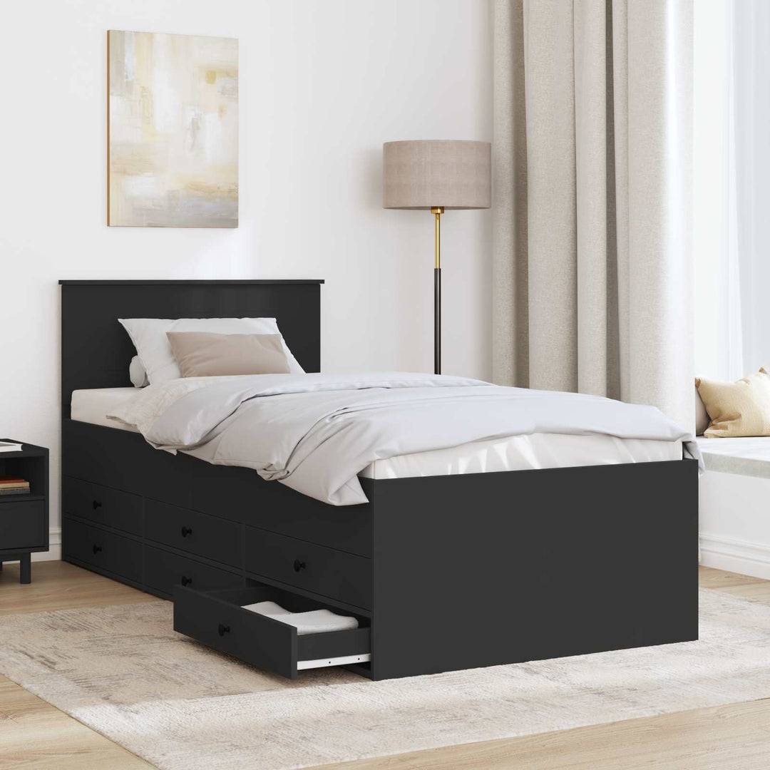 Daybed med skuffe Sort 100 x 200 cm Konstrueret træ