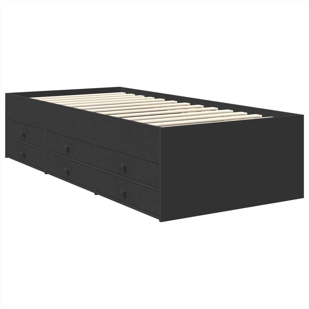 Daybed med skuffe Sort 100 x 200 cm Konstrueret træ