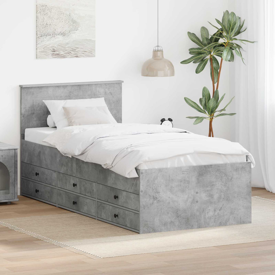 Daybed Beton Grå og Sort 100 x 200 cm Konstrueret træ