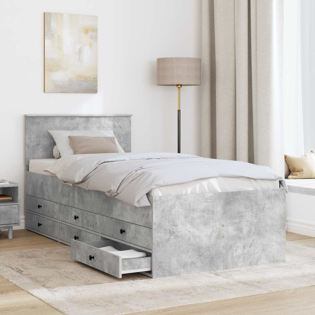 Daybed Beton Grå og Sort 100 x 200 cm Konstrueret træ