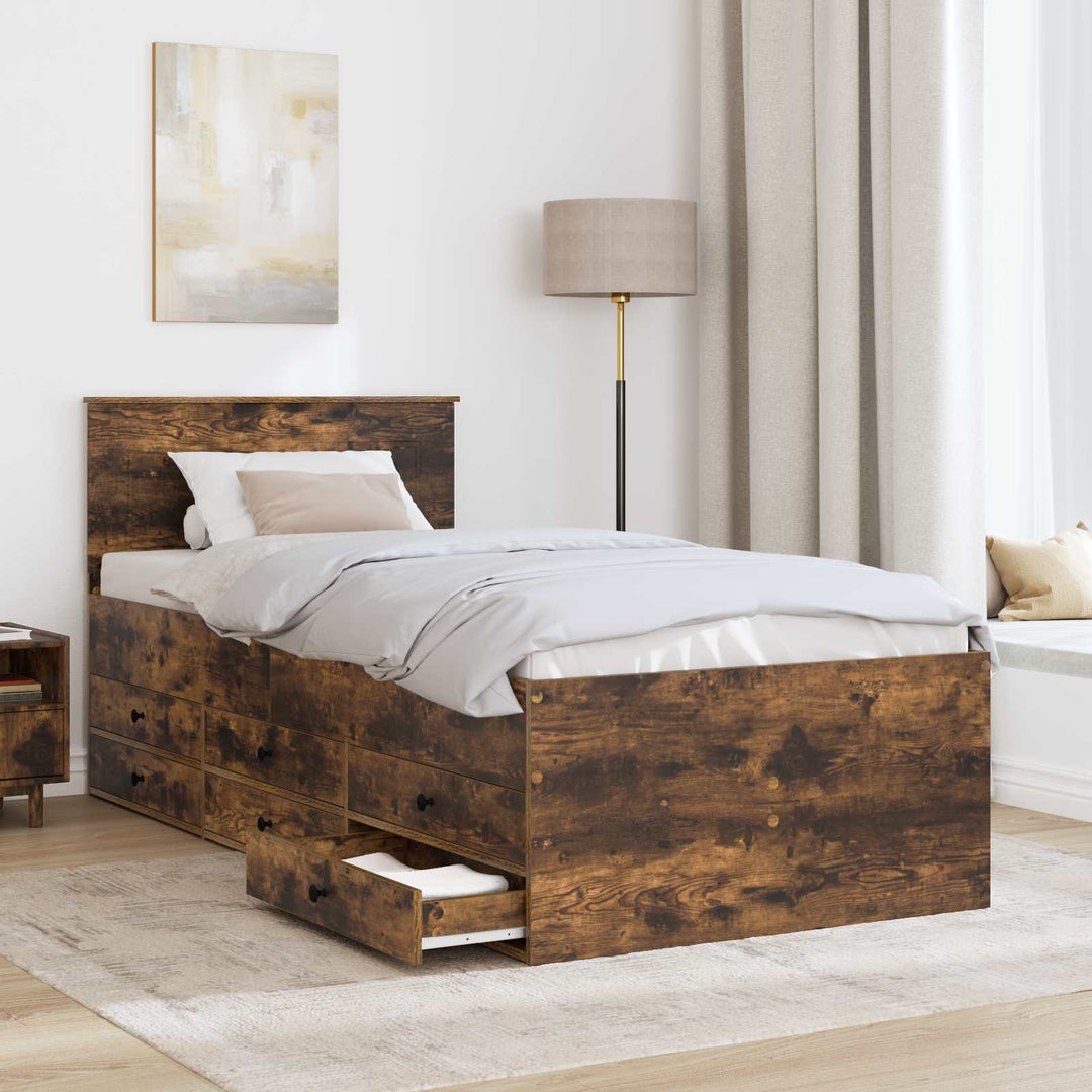 Daybed med skuffe Røget Eg og Sort 100 x 200 cm Konstrueret træ