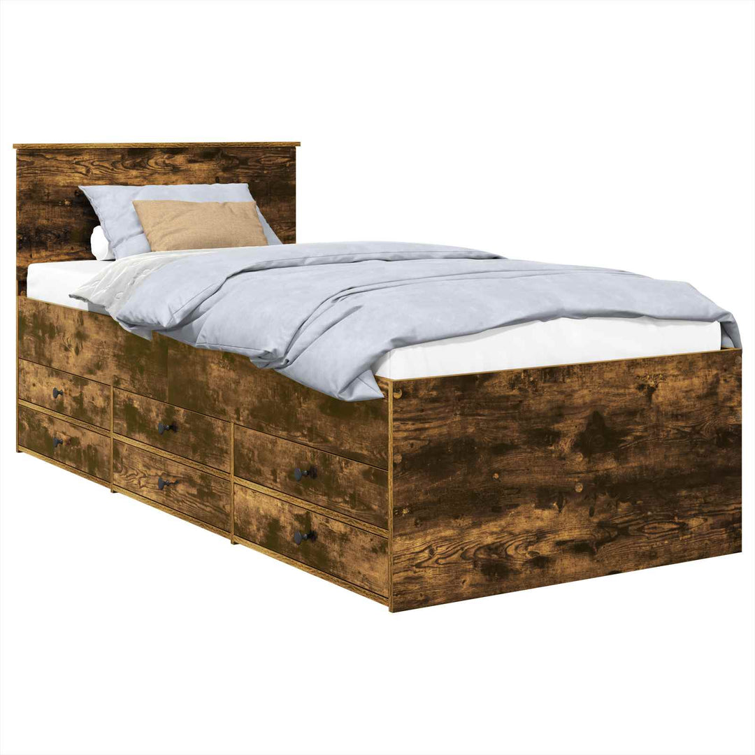 Daybed med skuffe Røget Eg og Sort 100 x 200 cm Konstrueret træ