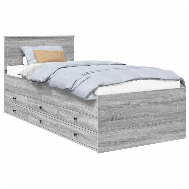 Daybed Grå Sonoma og Sort 100 x 200 cm Konstrueret træ