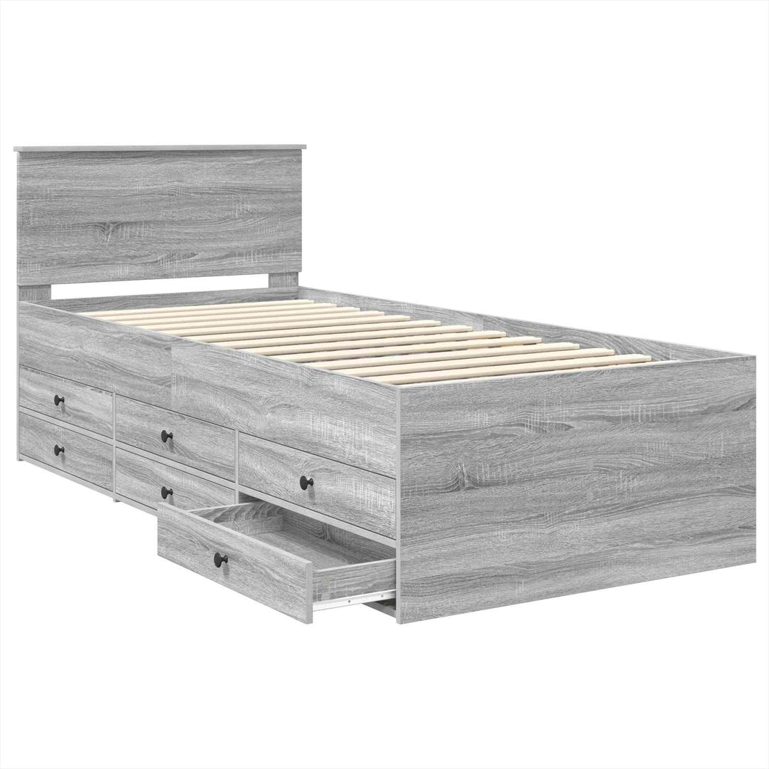 Daybed Grå Sonoma og Sort 100 x 200 cm Konstrueret træ