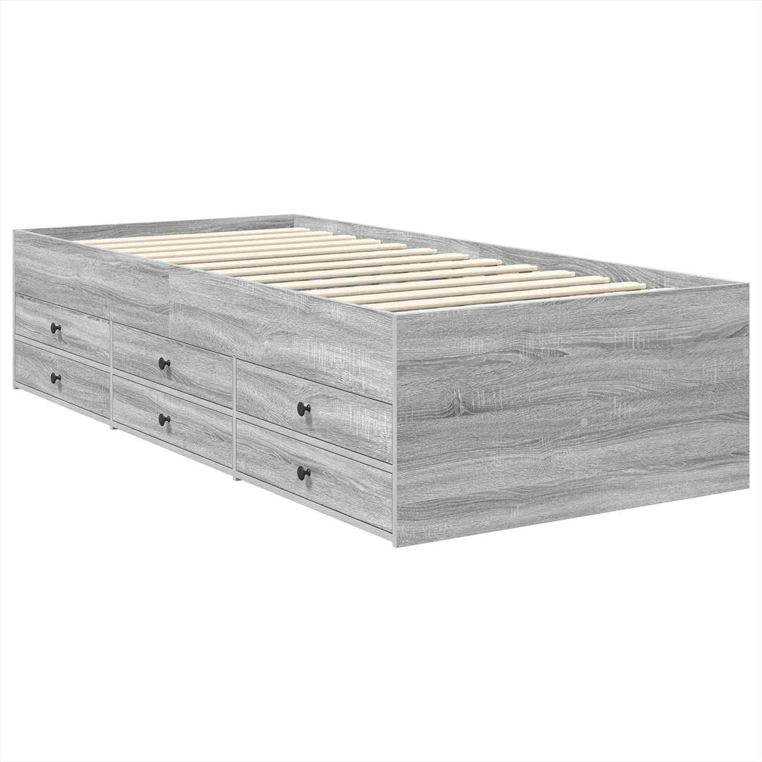 Daybed Grå Sonoma og Sort 100 x 200 cm Konstrueret træ