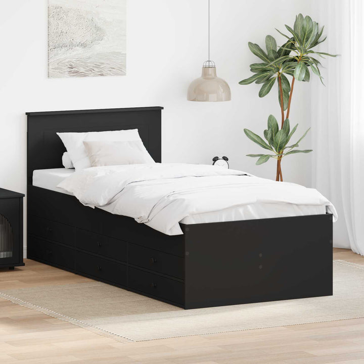 Daybed med skuffe Sort 90 x 190 cm Konstrueret træ