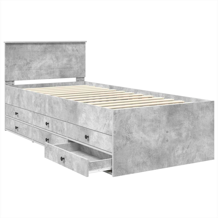 Daybed med skuffe Beton Grå og Sort 90 x 190 cm Konstrueret træ