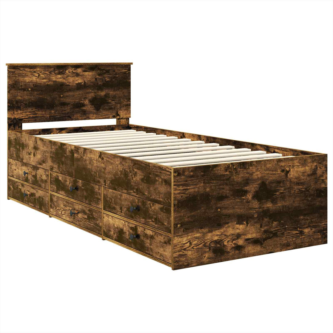 Daybed med skuffe Røget Eg og Sort 90 x 190 cm Konstrueret træ