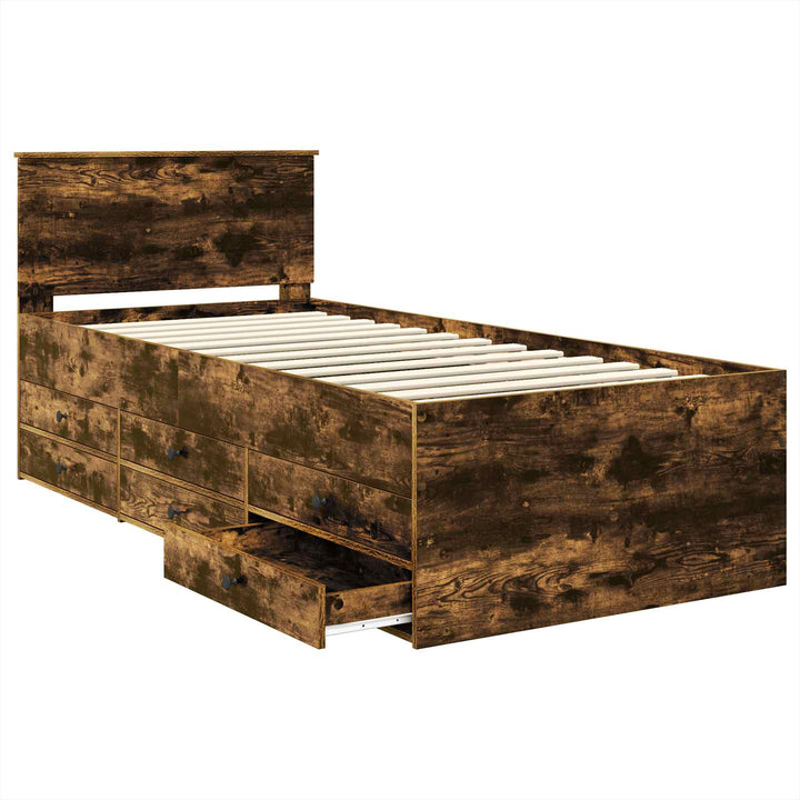 Daybed med skuffe Røget Eg og Sort 90 x 190 cm Konstrueret træ
