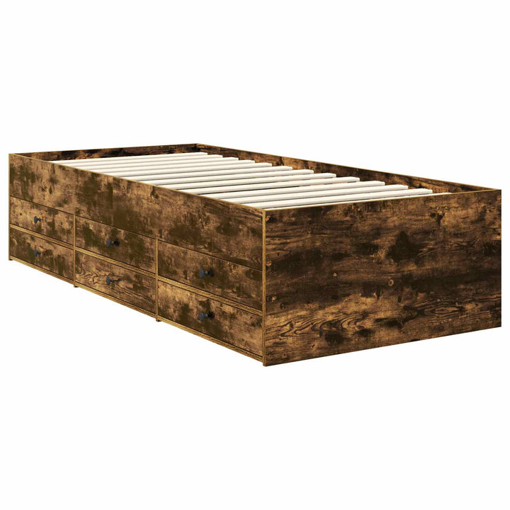 Daybed med skuffe Røget Eg og Sort 90 x 190 cm Konstrueret træ