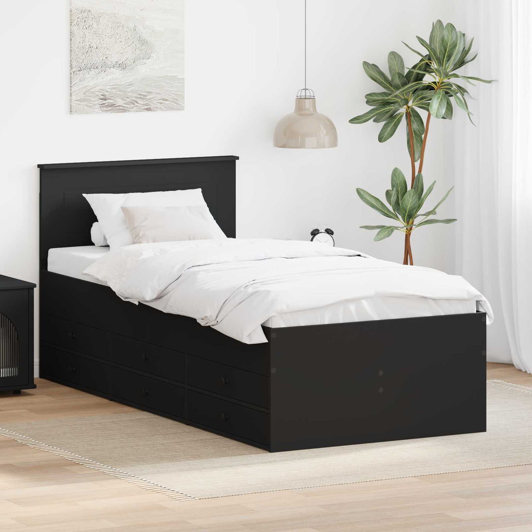 Daybed med skuffe Sort 90 x 200 cm Konstrueret træ