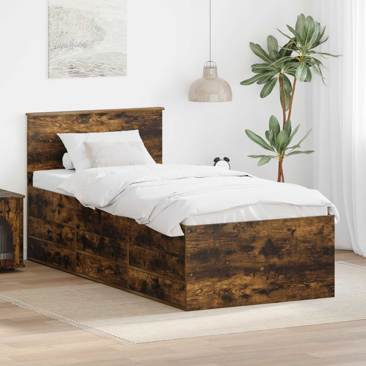 Daybed med skuffe Røget Eg og Sort 90 x 200 cm Konstrueret træ