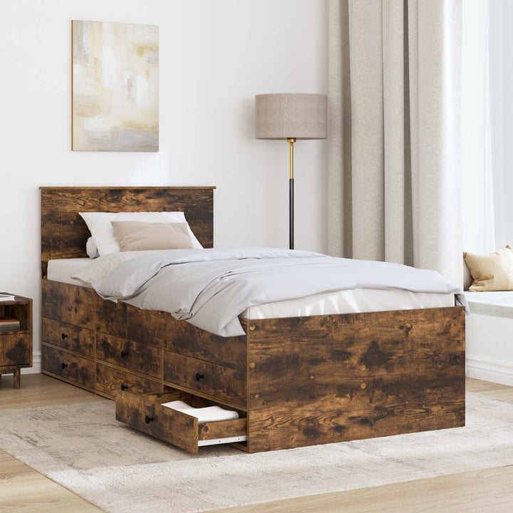 Daybed med skuffe Røget Eg og Sort 90 x 200 cm Konstrueret træ