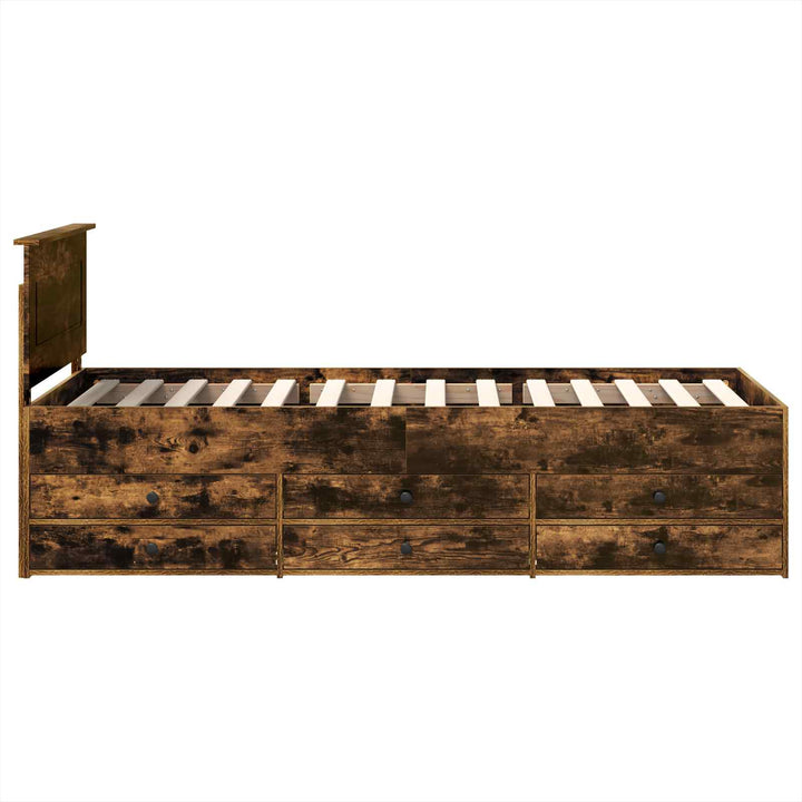 Daybed med skuffe Røget Eg og Sort 90 x 200 cm Konstrueret træ