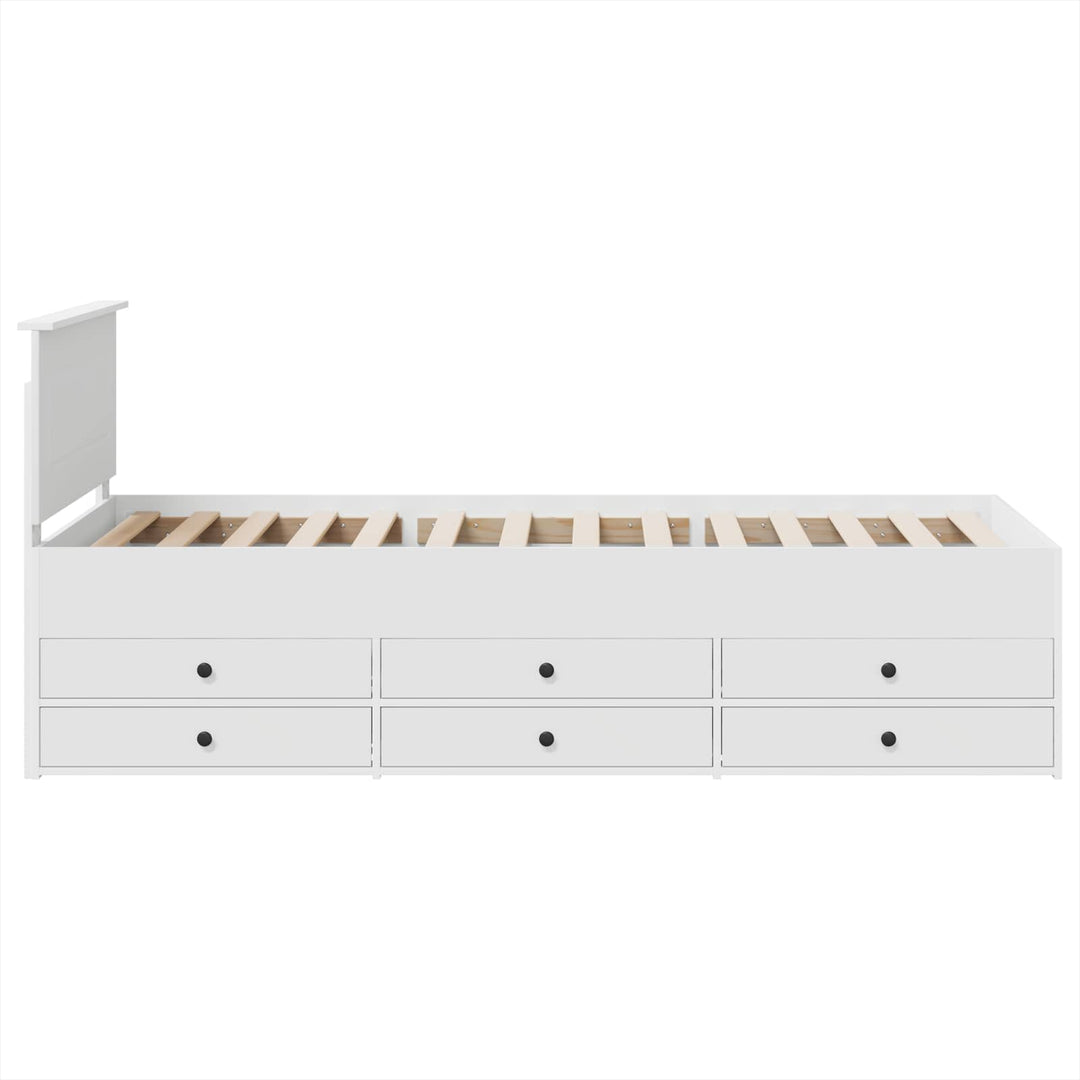 Daybed med skuffe Hvid og sort 75 x 190 cm Konstrueret træ
