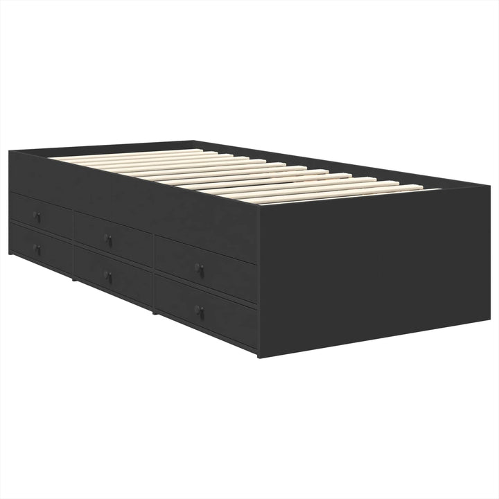 Daybed med skuffe Sort 75 x 190 cm Konstrueret træ
