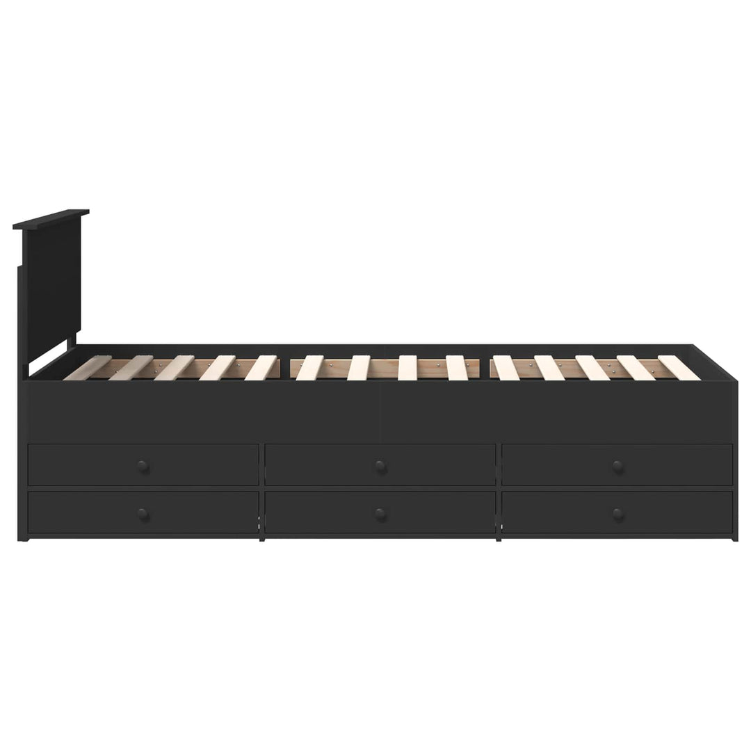 Daybed med skuffe Sort 75 x 190 cm Konstrueret træ