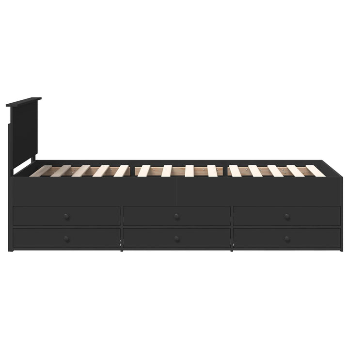 Daybed med skuffe Sort 75 x 190 cm Konstrueret træ