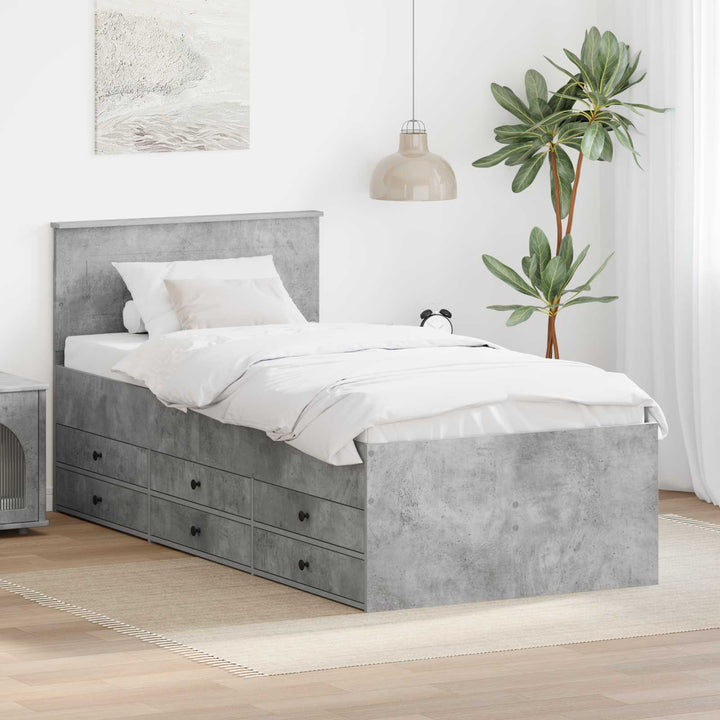 Daybed med skuffe Beton Grå og Sort 70 x 190 cm Konstrueret træ