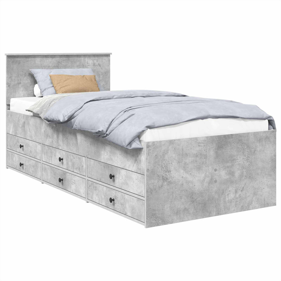 Daybed med skuffe Beton Grå og Sort 70 x 190 cm Konstrueret træ