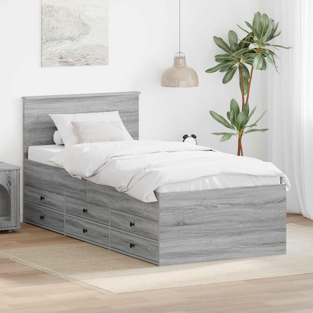 Daybed Grå Sonoma og Sort 75 x 190 cm Konstrueret træ