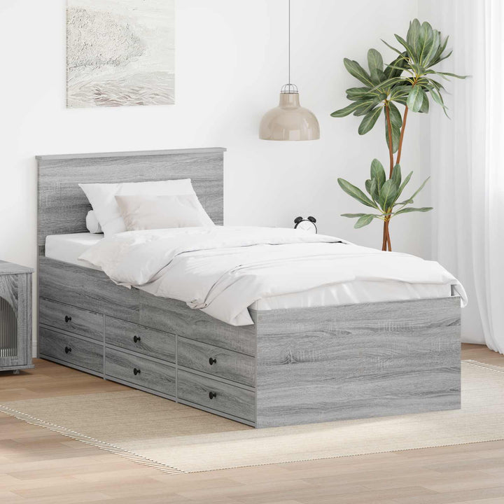 Daybed Grå Sonoma og Sort 75 x 190 cm Konstrueret træ