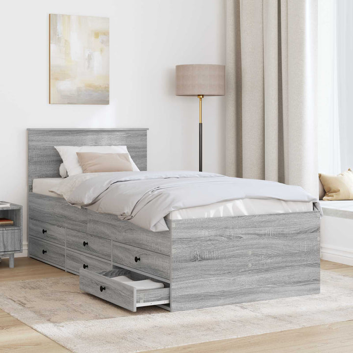 Daybed Grå Sonoma og Sort 75 x 190 cm Konstrueret træ