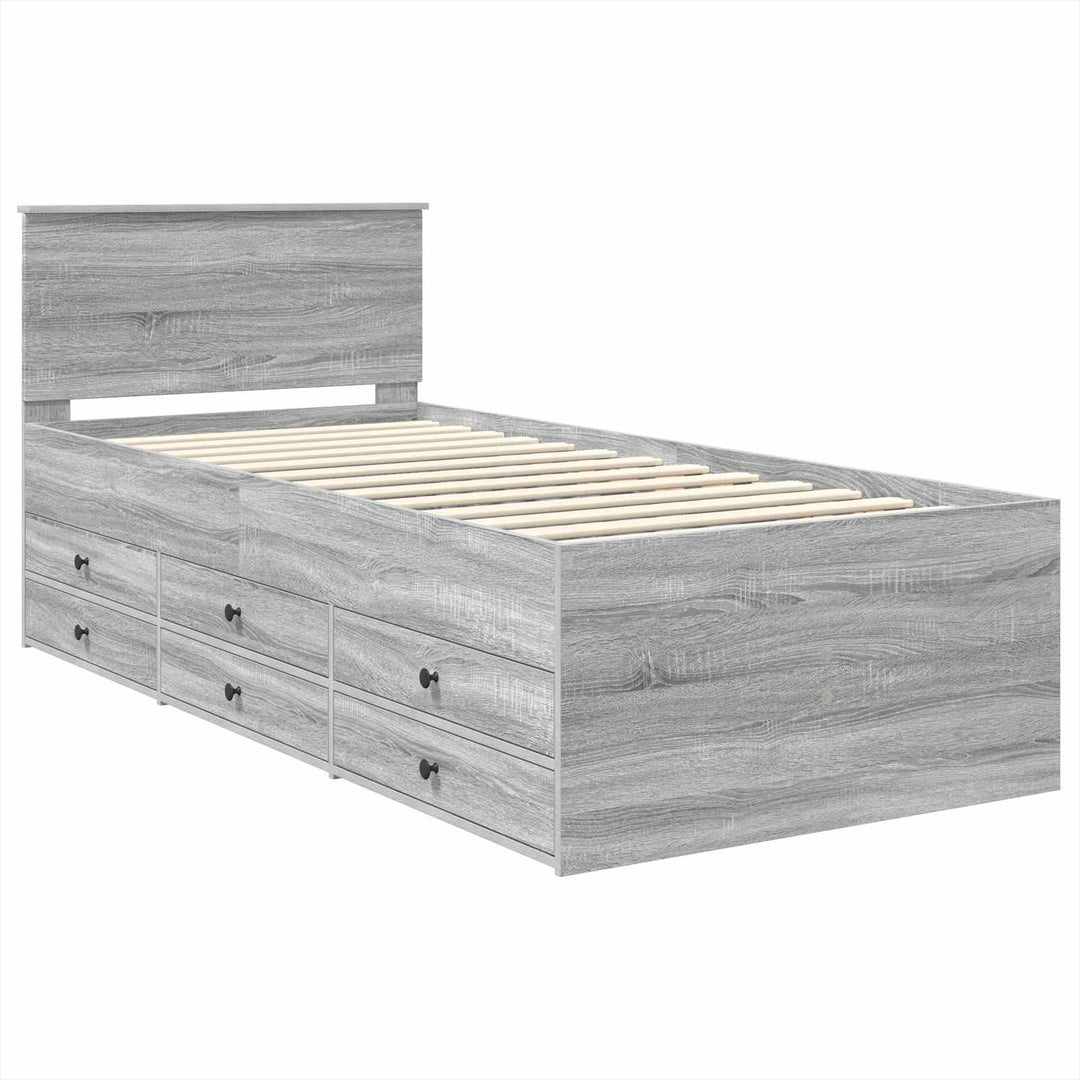 Daybed Grå Sonoma og Sort 75 x 190 cm Konstrueret træ