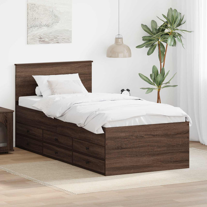 Daybed med skuffe Brun Eg og Sort 75 x 190 cm Konstrueret træ