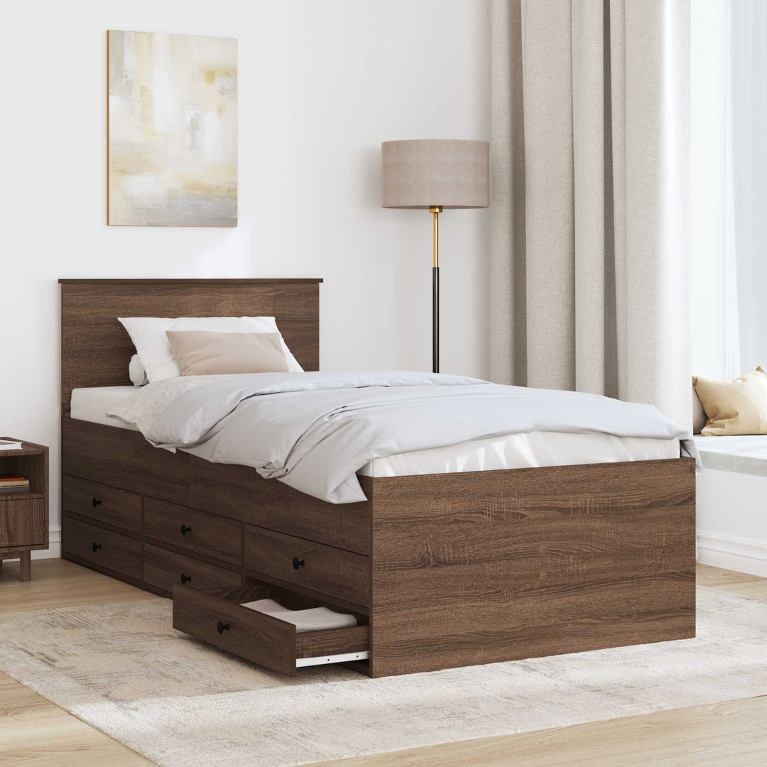 Daybed med skuffe Brun Eg og Sort 75 x 190 cm Konstrueret træ