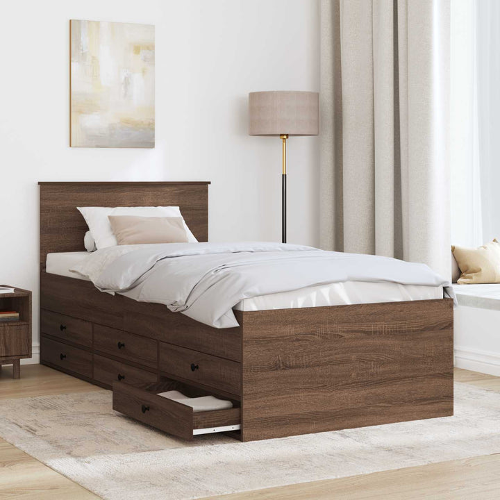 Daybed med skuffe Brun Eg og Sort 75 x 190 cm Konstrueret træ