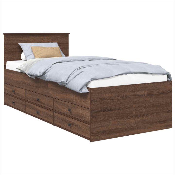 Daybed med skuffe Brun Eg og Sort 75 x 190 cm Konstrueret træ
