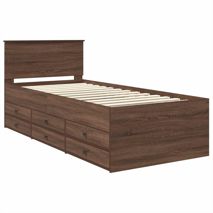 Daybed med skuffe Brun Eg og Sort 75 x 190 cm Konstrueret træ