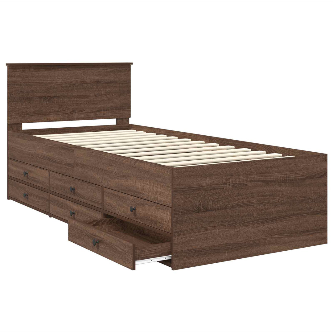 Daybed med skuffe Brun Eg og Sort 75 x 190 cm Konstrueret træ