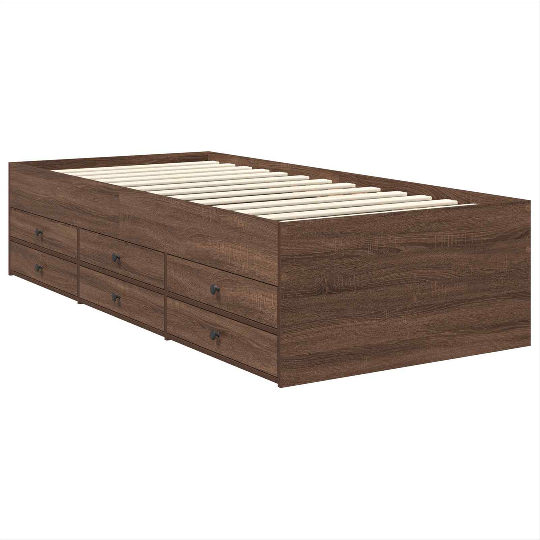Daybed med skuffe Brun Eg og Sort 75 x 190 cm Konstrueret træ