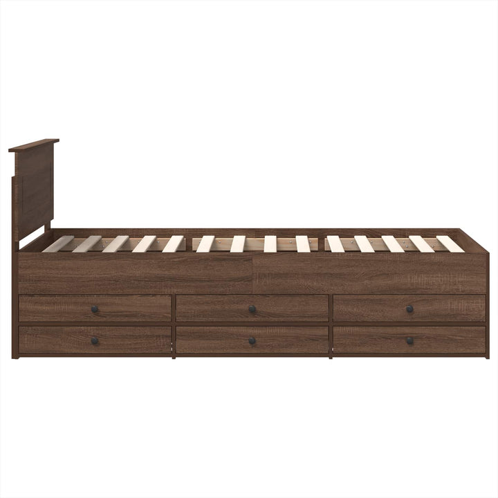 Daybed med skuffe Brun Eg og Sort 75 x 190 cm Konstrueret træ