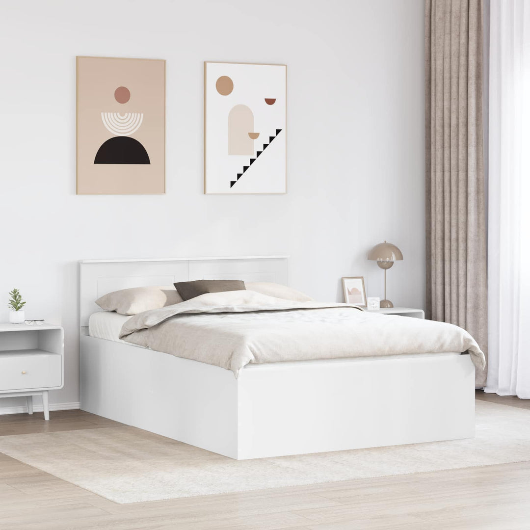 Sengestel med hovedgærde Hvid 160 x 200 cm Konstrueret træ