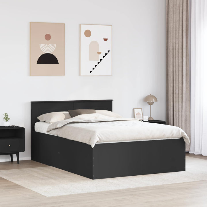Sengestel med hovedgærde Sort 160 x 200 cm Konstrueret træ