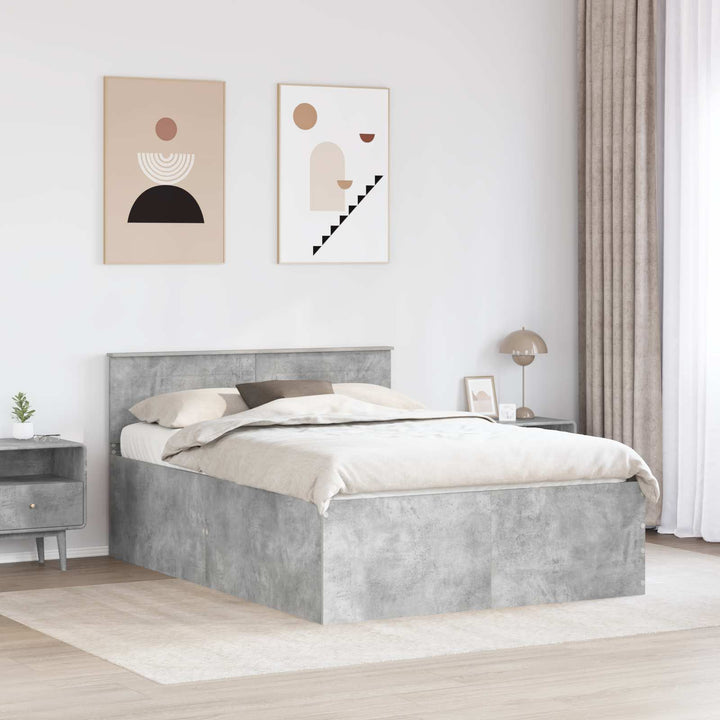 Sengestel med hovedgærde Beton Grå 150 x 200 cm Konstrueret træ