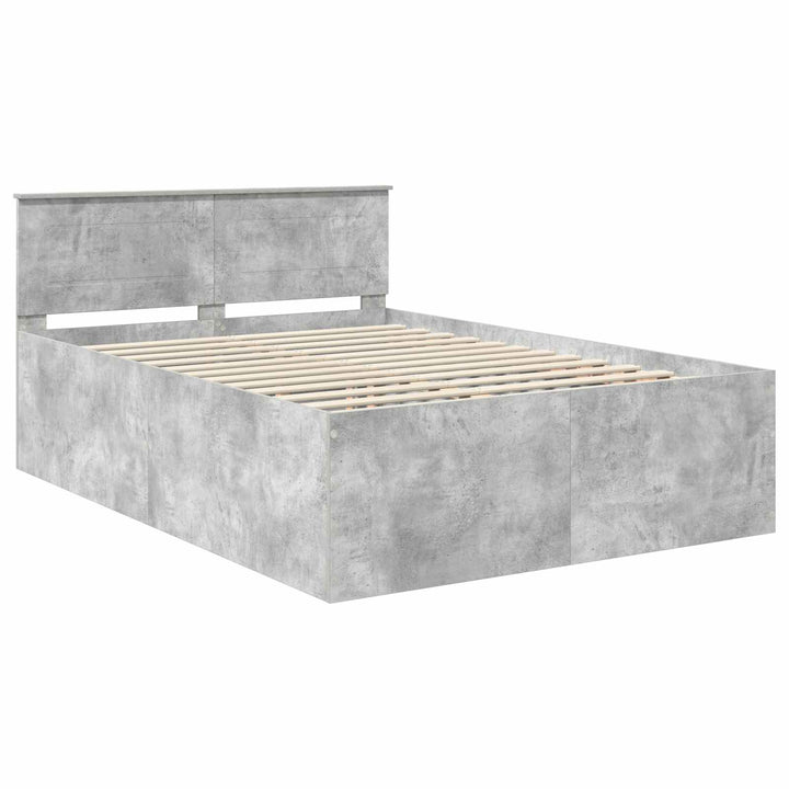 Sengestel med hovedgærde Beton Grå 150 x 200 cm Konstrueret træ