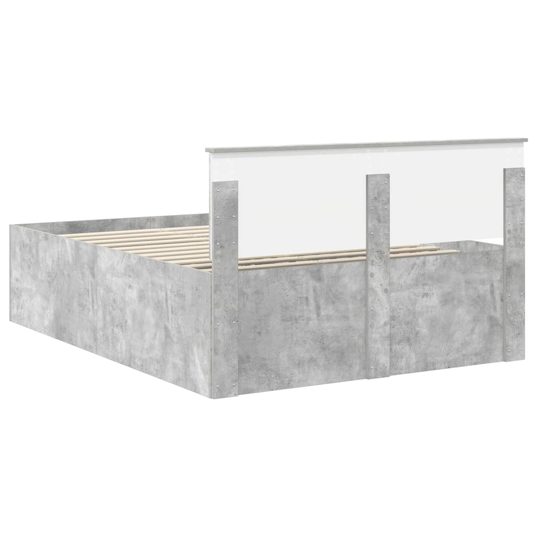 Sengestel med hovedgærde Beton Grå 150 x 200 cm Konstrueret træ