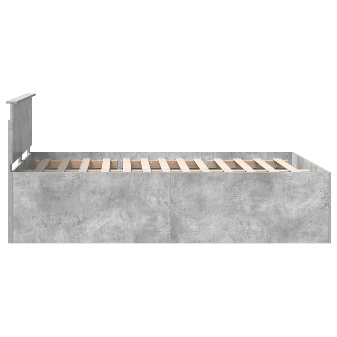 Sengestel med hovedgærde Beton Grå 150 x 200 cm Konstrueret træ