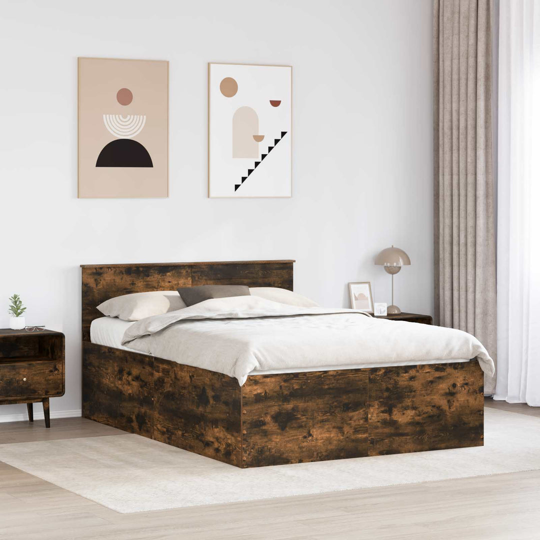 Sengestel med hovedgærde Røget eg 150 x 200 cm Konstrueret træ