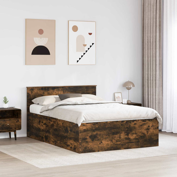 Sengestel med hovedgærde Røget eg 150 x 200 cm Konstrueret træ