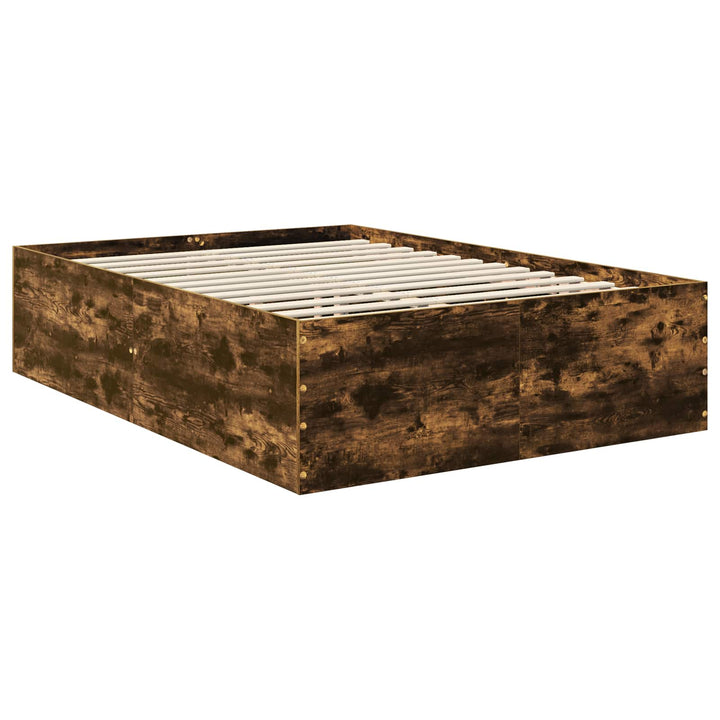 Sengestel med hovedgærde Røget eg 150 x 200 cm Konstrueret træ